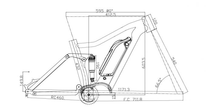 Boost 27.5er Ramka roweru elektrycznego w/ Bafang 1000w Aluminium Alloy Suspension Mtb E-Bike 6